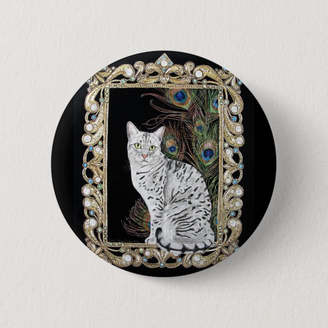 Silver Egyptian Mau Button (Front)