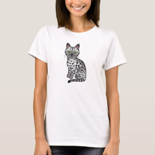 Silver Egyptian Mau Cat Illustration T-Shirt