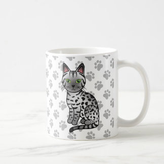 Silver Egyptian Mau Cute Cartoon Cat Illustration Coffee Mug