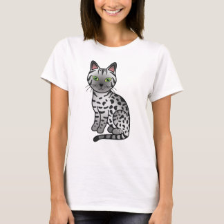 Silver Egyptian Mau Cute Cartoon Cat Illustration T-Shirt