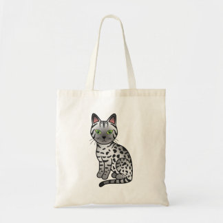 Silver Egyptian Mau Cute Cartoon Cat Illustration Tote Bag