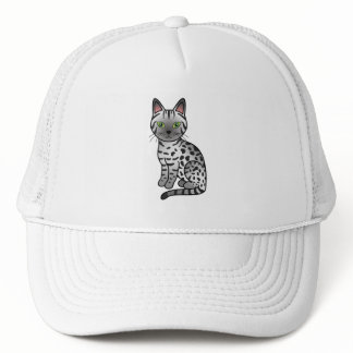 Silver Egyptian Mau Cute Cartoon Cat Illustration Trucker Hat