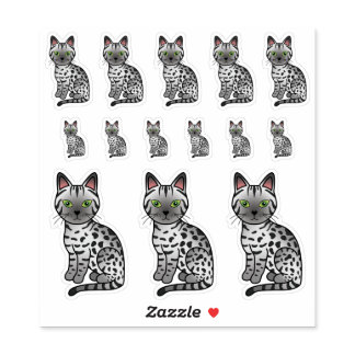 Silver Egyptian Mau Cute Cartoon Cats Sticker