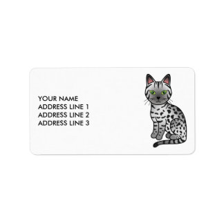 Silver Egyptian Mau Cute Cat &amp; Custom Text Label