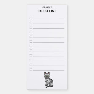 Silver Egyptian Mau Cute Cat To Do List & Name Magnetic Notepad