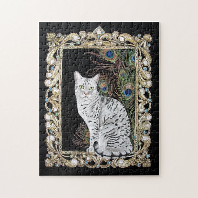 Silver Egyptian Mau Jigsaw Puzzle (Vertical)