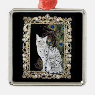 Silver Egyptian Mau Metal Ornament