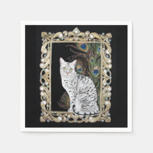 Silver Egyptian Mau Napkins