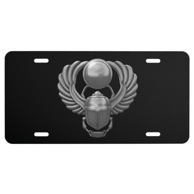 Silver Egyptian Scarab License Plate (Front)