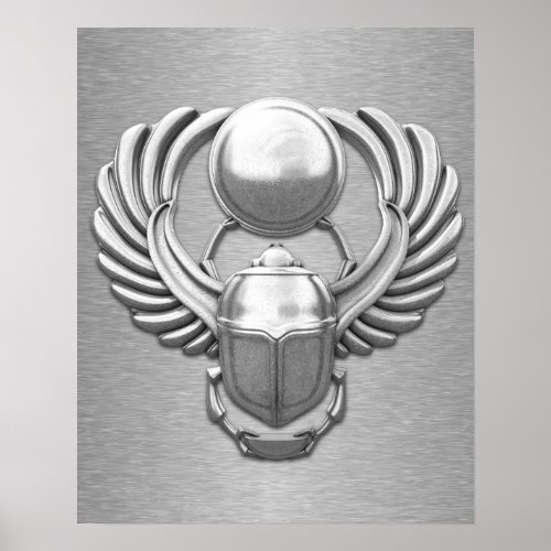 Silver Egyptian Scarab Poster