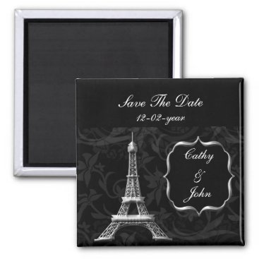 silver Eiffel Tower French wedding Save the Date Magnet