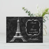 silver eiffel tower Paris wedding invitation (Standing Front)
