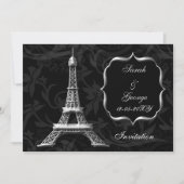 silver eiffel tower Paris wedding invitation (Front)
