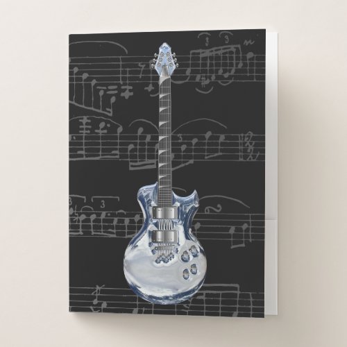 Silver Electric Guitar Pocket Folder