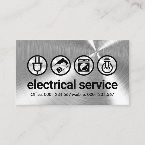 Silver Electrical Foil Icons Electric Business Card