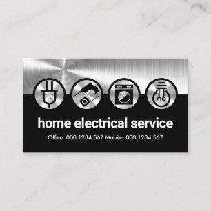 Silver Electrical Icons On Black Business Card