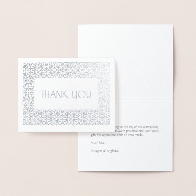 Silver Elegance All-Occasion "Thank You" Note Foil Card (Display)