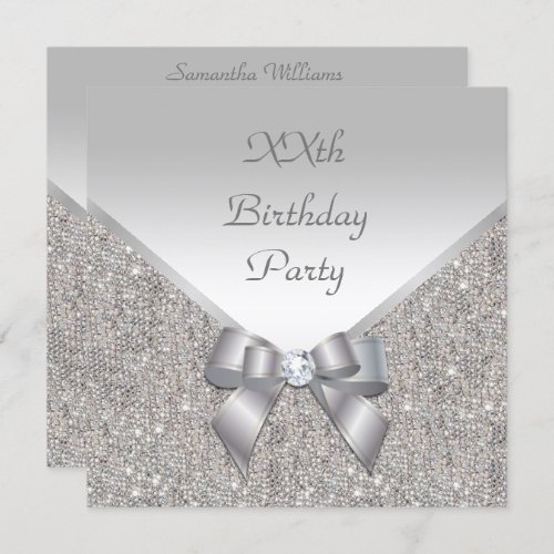 Silver Elegance Birthday Invitation