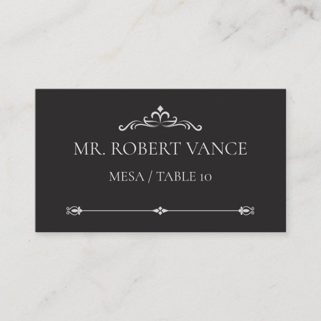 Silver Elegance Collection Wedding Place Card (Front)