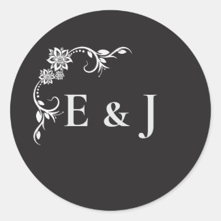 Silver Elegance Collection Wedding Round Sticker