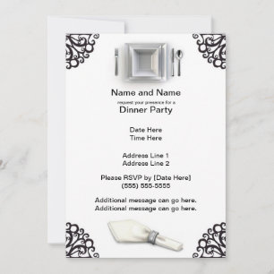 Silver Elegance Custom Dinner Party Invites