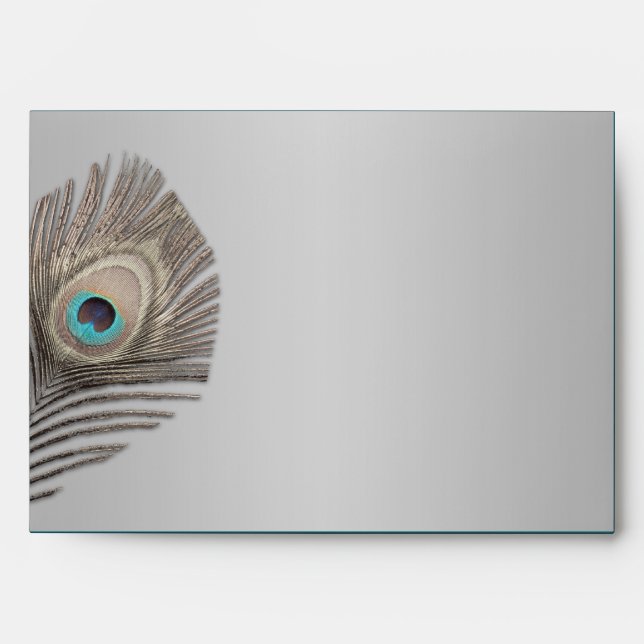 Silver Elegance Peacock Envelope (Front)