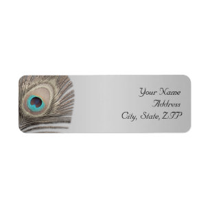 Silver Elegance Peacock Return Address Label