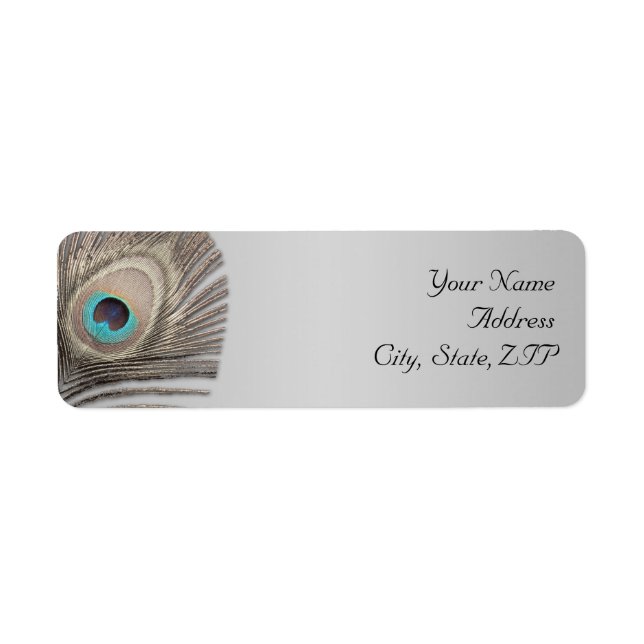 Silver Elegance Peacock Return Address Label (Front)