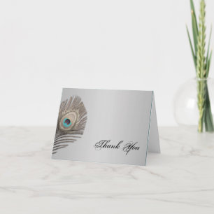 Silver Elegance Peacock Thank You Card