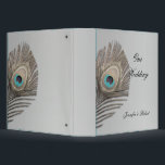 Silver Elegance Peacock Wedding Album Binder<br><div class="desc">This beautiful and elegant design, called Silver Elegance Wedding, has a beautiful metallic silver background. To the left side is a gorgeous silver grey peacock tail feather plume. This would be perfect for your wedding or event! This set has invitations, save the date cards, response cards, thank you cards, table...</div>