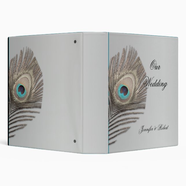 Silver Elegance Peacock Wedding Album Binder (Background)