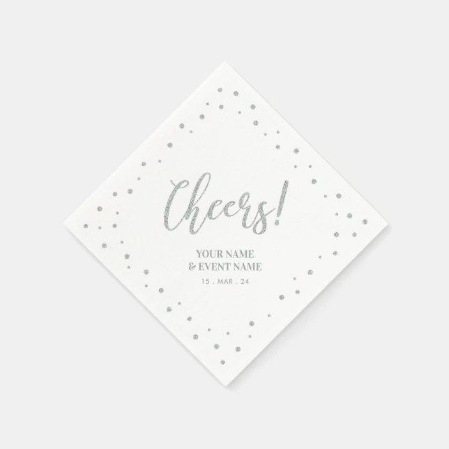 Silver Elegant Classic Cheers All Occasions Party Napkins (Corner)