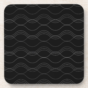 Silver, elegant, cool, modern, simple wavy pattern beverage coaster