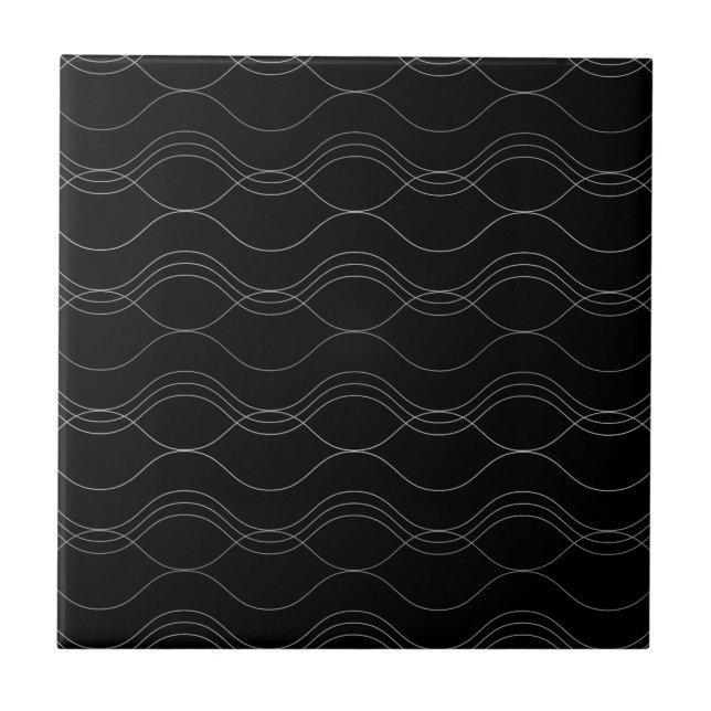 Silver, elegant, cool, modern, simple wavy pattern ceramic tile (Front)