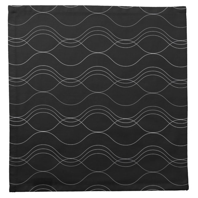 Silver, elegant, cool, modern, simple wavy pattern cloth napkin (Front)