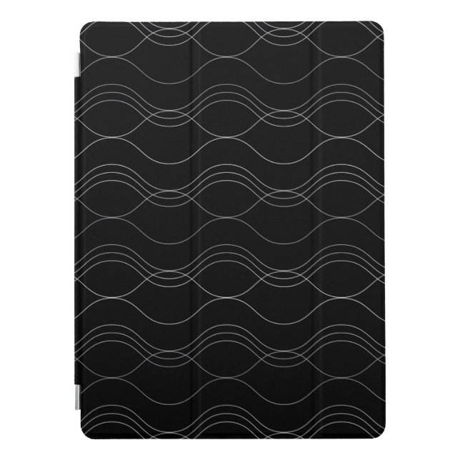 Silver, elegant, cool, modern, simple wavy pattern iPad pro cover (Front)