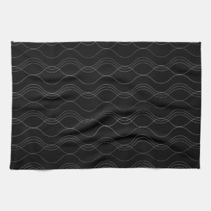 Silver, elegant, cool, modern, simple wavy pattern kitchen towel