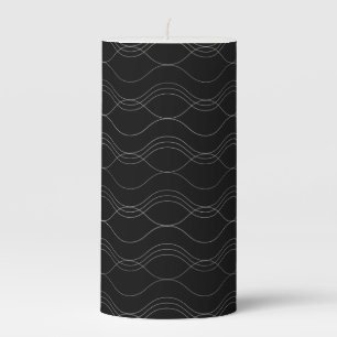 Silver, elegant, cool, modern, simple wavy pattern pillar candle
