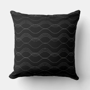 Silver, elegant, cool, modern, simple wavy pattern throw pillow