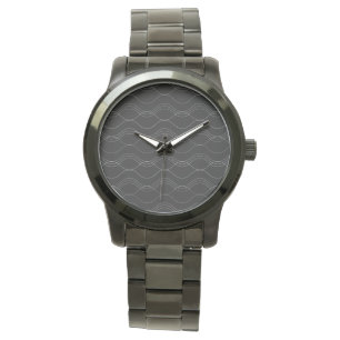 Silver, elegant, cool, modern, simple wavy pattern watch