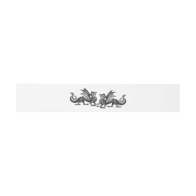Silver Elegant Dragons Wedding Belly Bands Invitation Belly Band (Flat)