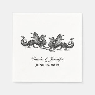 Silver Elegant Dragons Wedding Paper Napkins