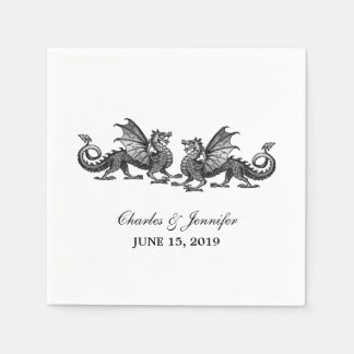 Silver Elegant Dragons Wedding Paper Napkins