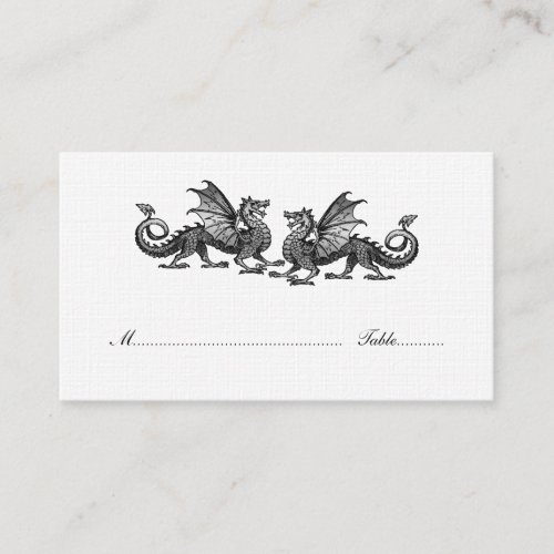 Silver Elegant Dragons Wedding Place Card