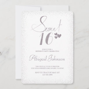Silver Elegant Girls Sweet 16 Birthday Invitation