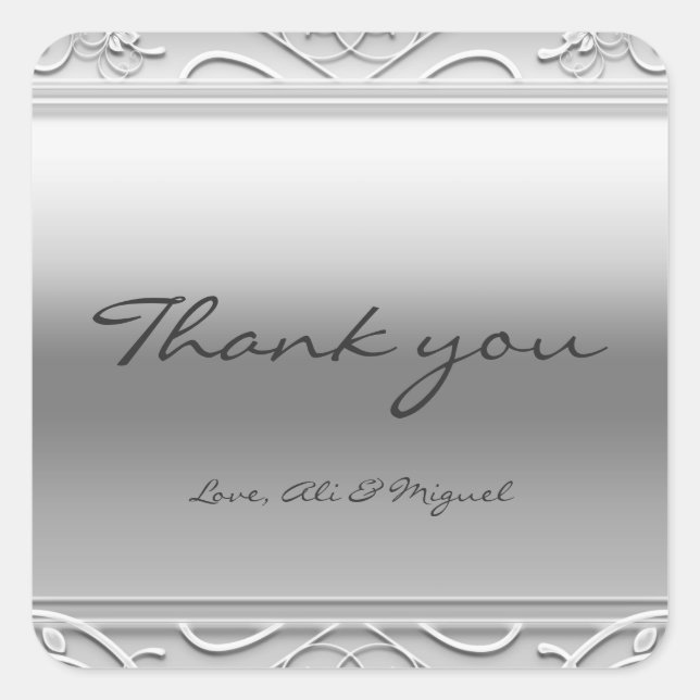 Silver Elegant Glamour Wedding Favor Stickers (Front)