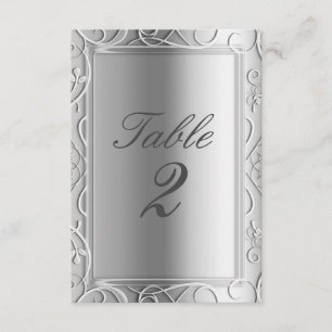 Silver Elegant Glamour Wedding Table Number Card