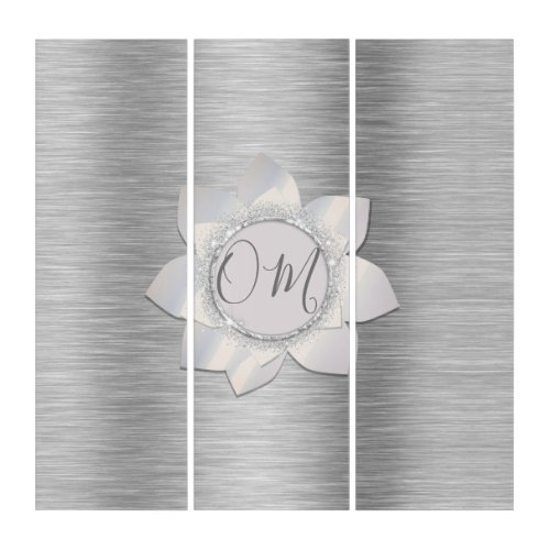Silver Elegant Glittery Lotus OM Triptych
