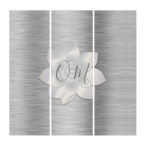 Silver Elegant Lotus OM Triptych