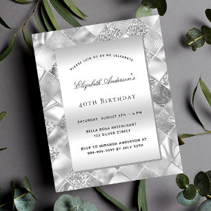 Silver elegant modern budget birthday invitation